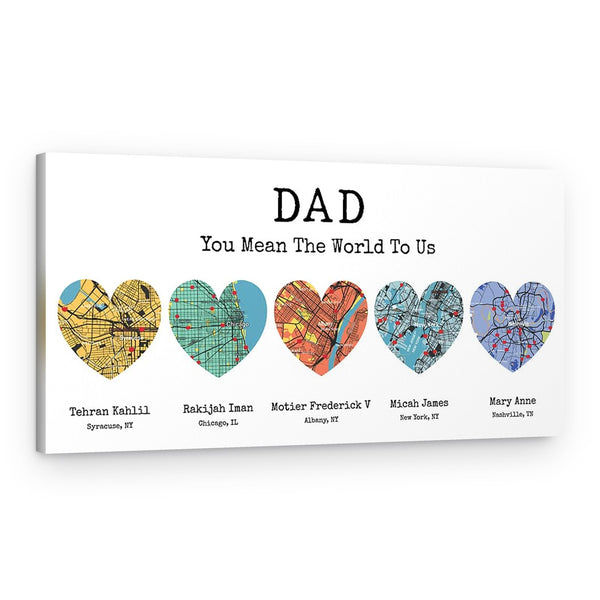 You Mean The World To Us Custom Map Canvas Print
