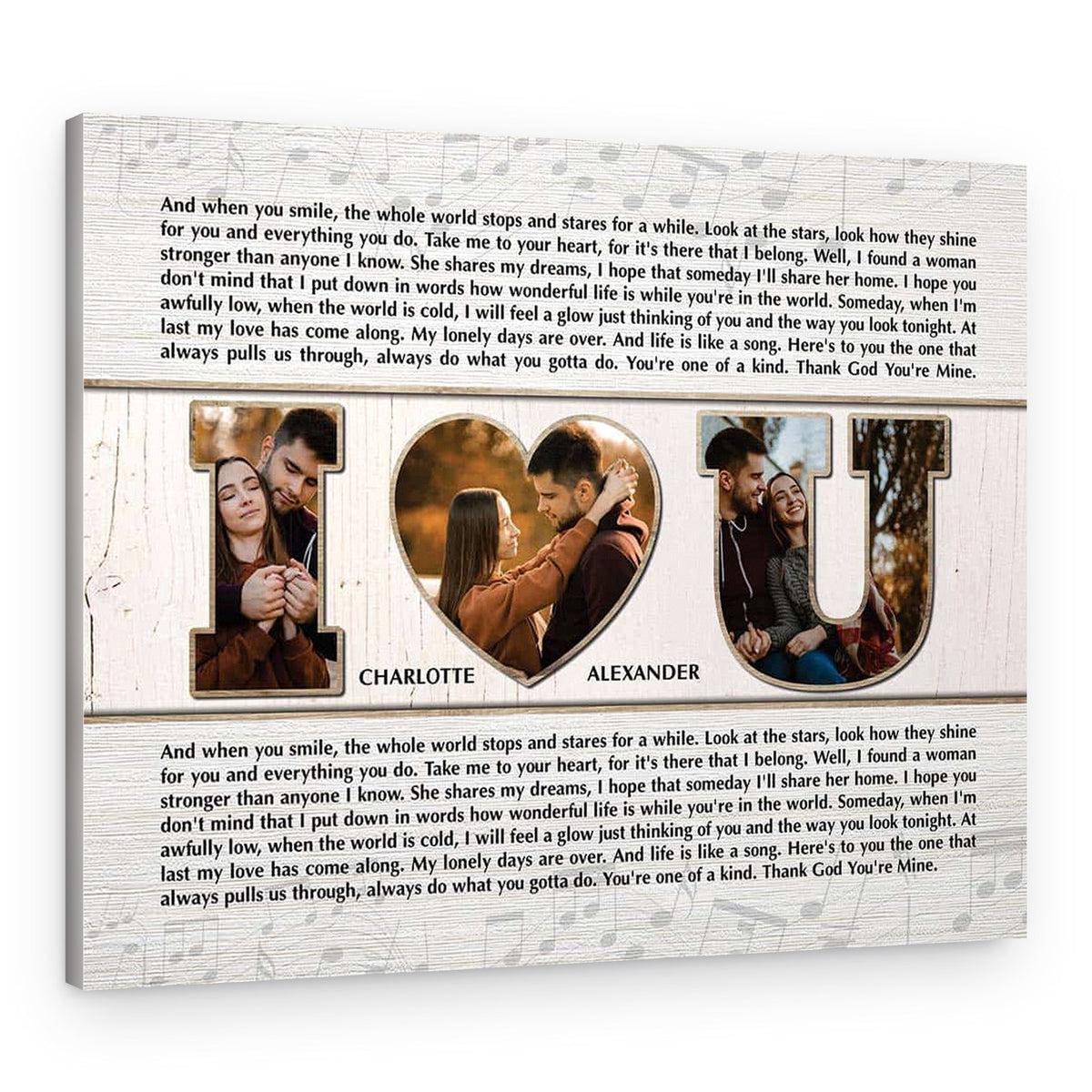 Song Lyrics Gifts Custom I Love You Photo Canvas Print – Canvas Print – Design A