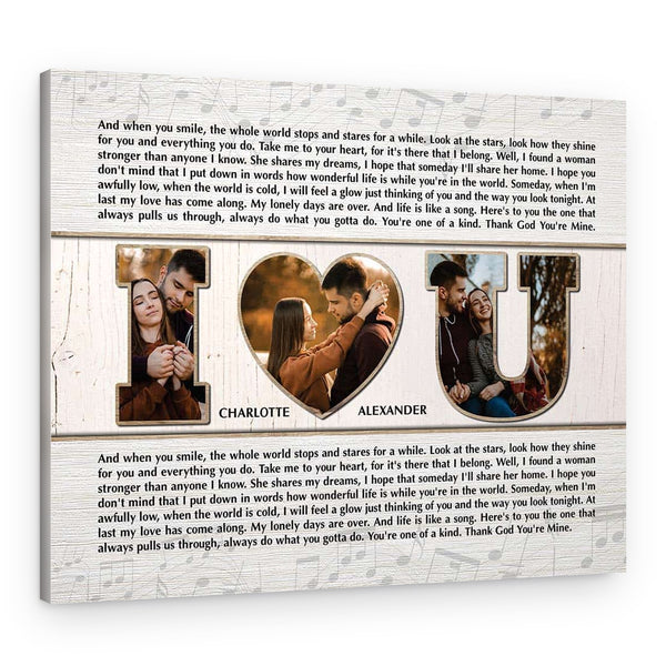 Song Lyrics Gifts Custom I Love You Photo Canvas Print