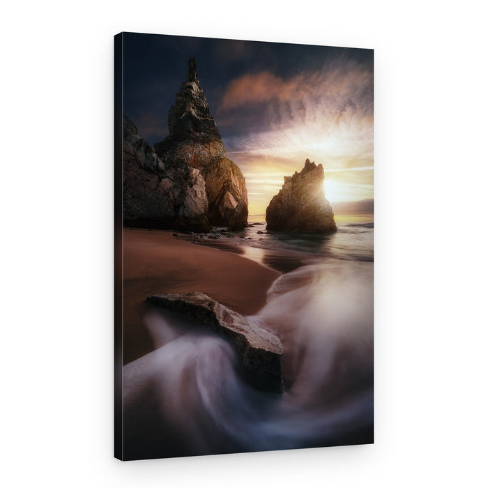 Golden Coastal Spires – Canvas Print