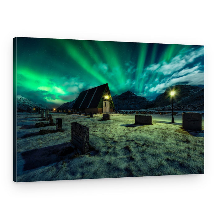 Northern Lights Church – Canvas Print