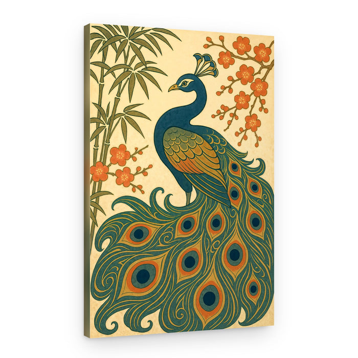 Elegant Peacock Plum Blossoms – Canvas Print