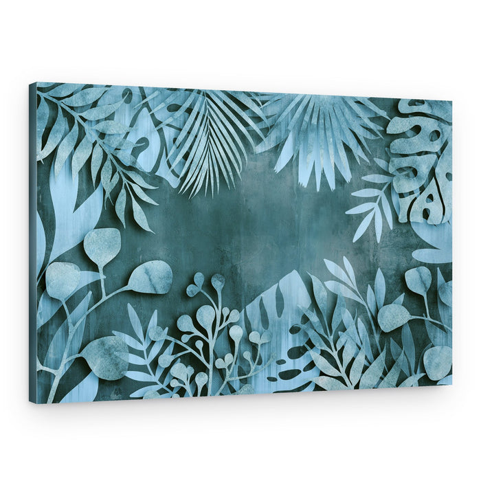 Serene Teal Jungle Leaves – Canvas Print
