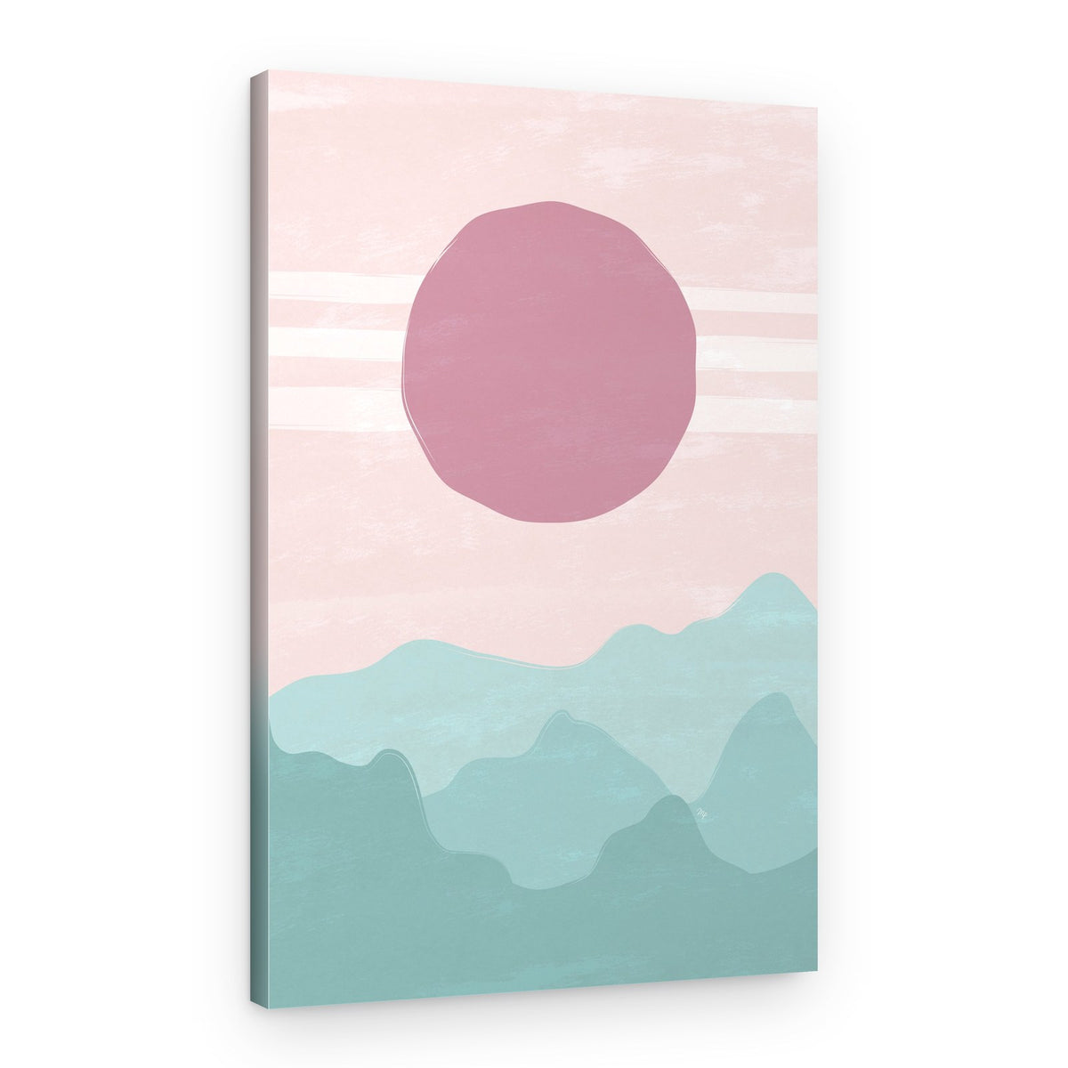 Pink Sun Teal Mountains – Canvas Print