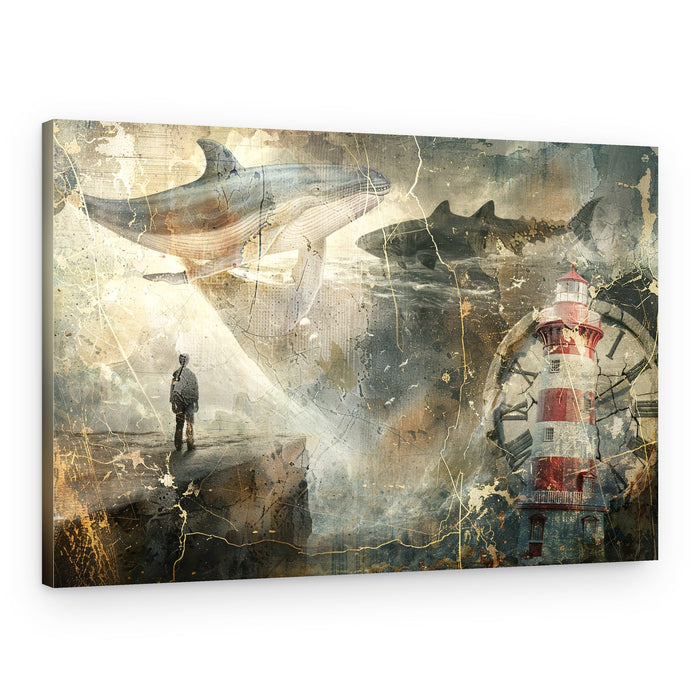 Boy Watches Giant Whale – Canvas Print