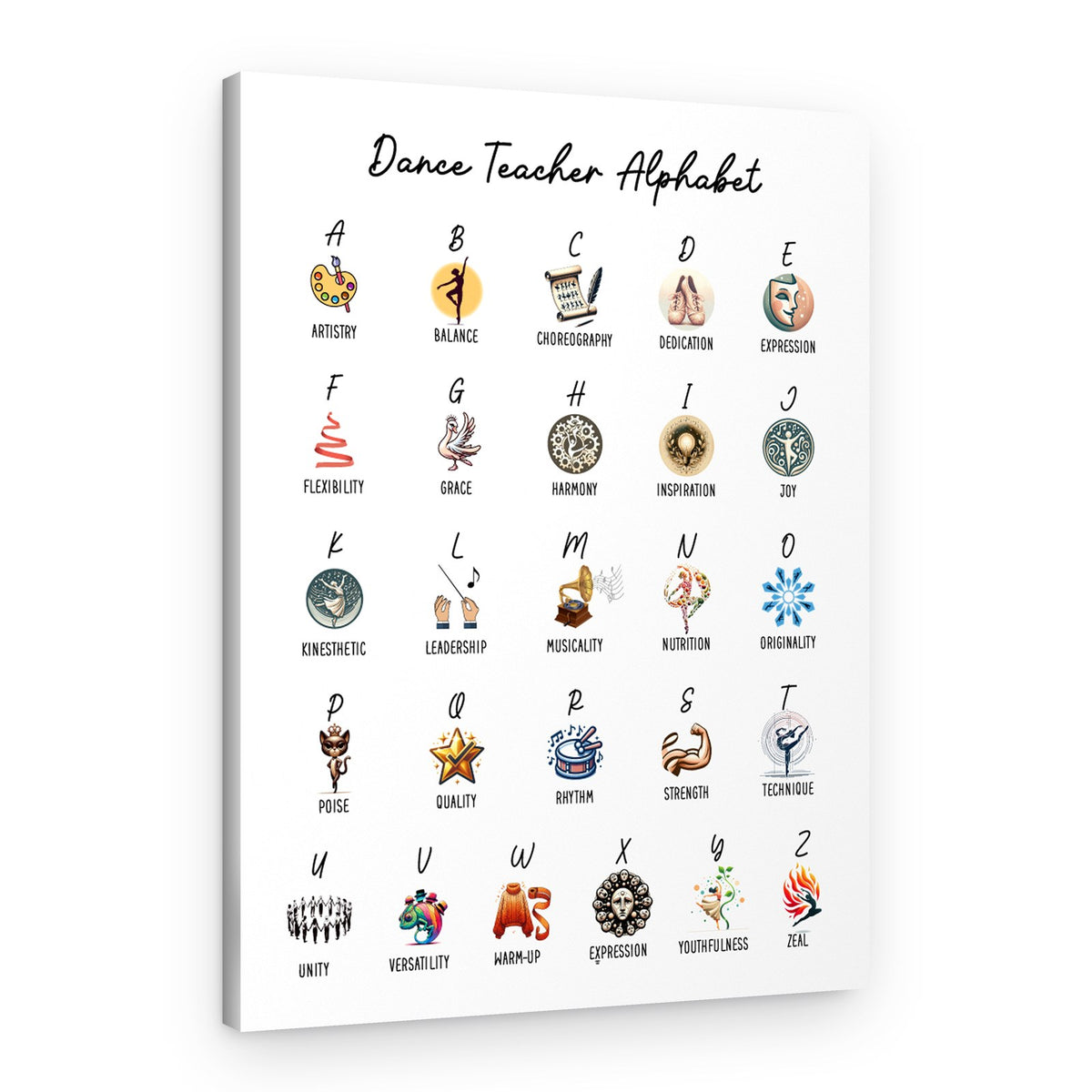 Dance Teacher Alphabet Canvas Print – Canvas Print