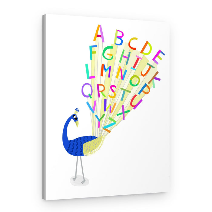 Playful Alphabet Peacock – Canvas Print