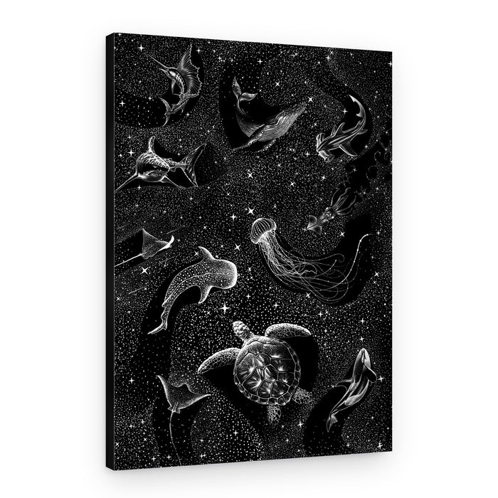Ocean Animals Under Stars – Canvas Print