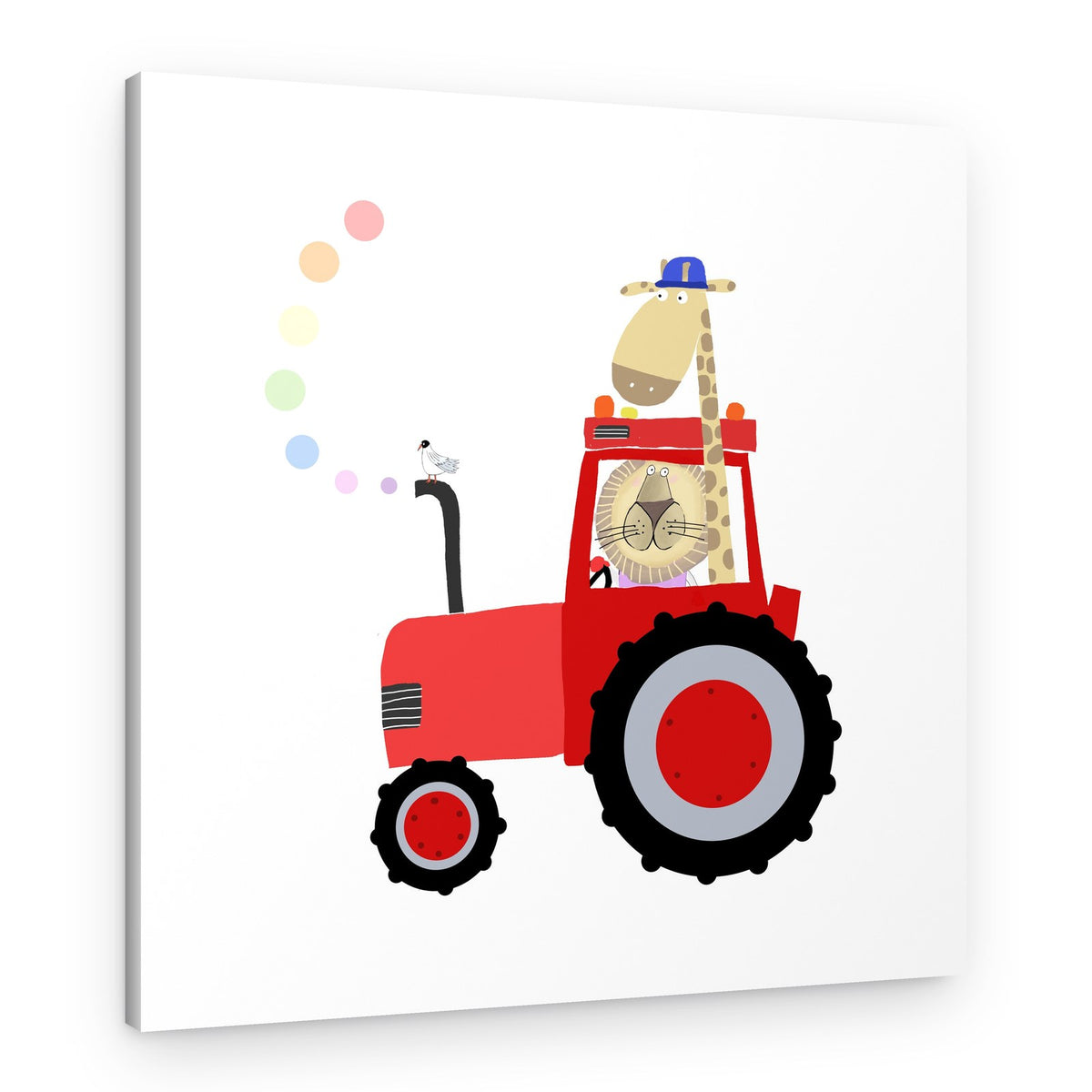 Cute Animal Tractor Ride – Canvas Print