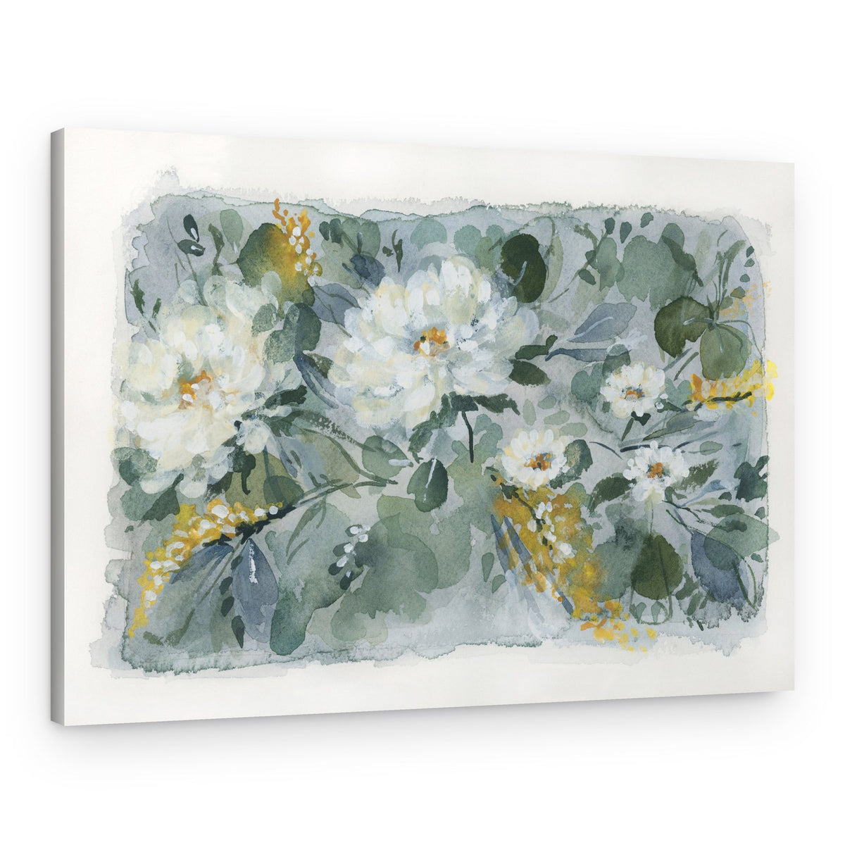 White Peonies Greenery – Canvas Print