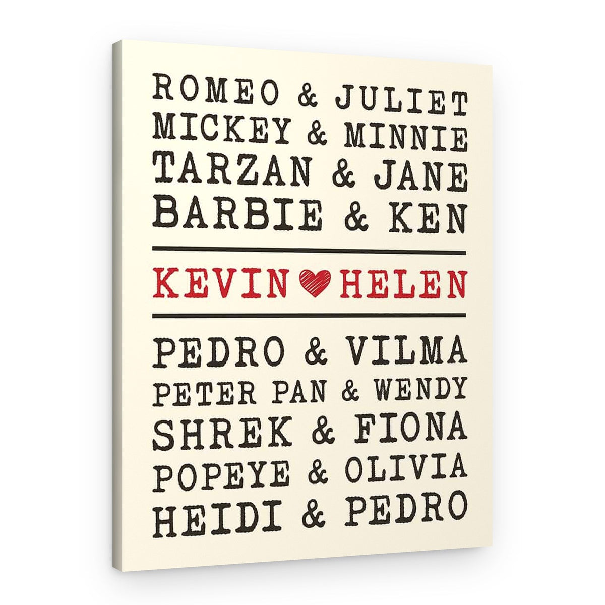 Famous Couples Custom Names Canvas Print – Canvas Print