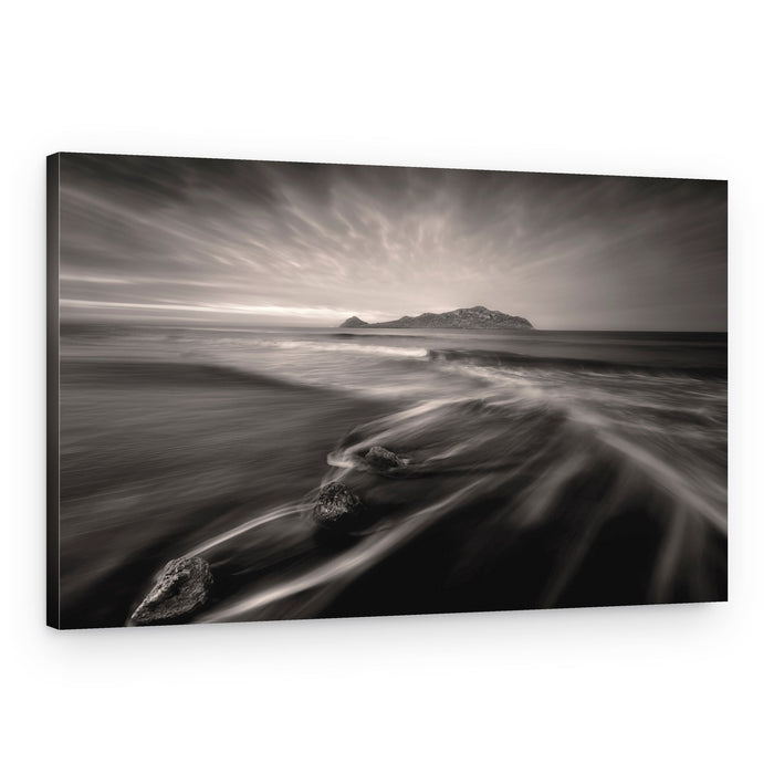 Dramatic Black White Beach – Canvas Print