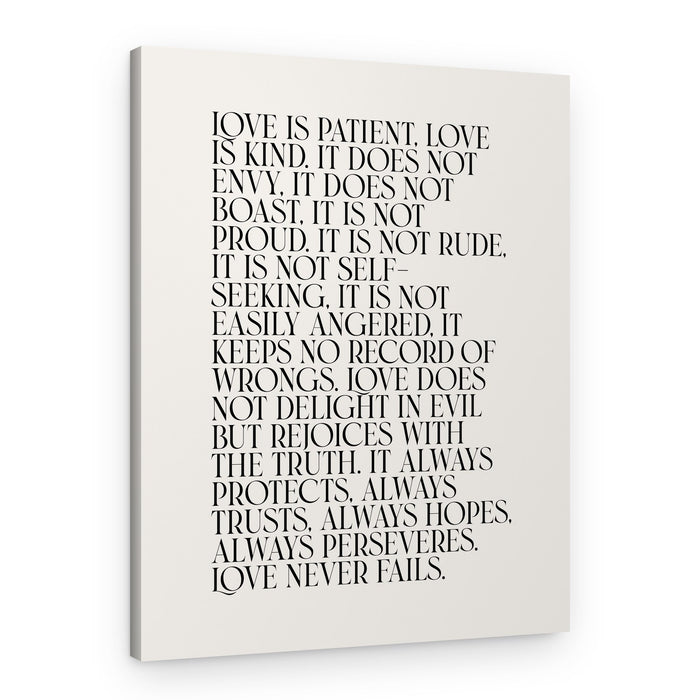 Love Never Fails – Canvas Print