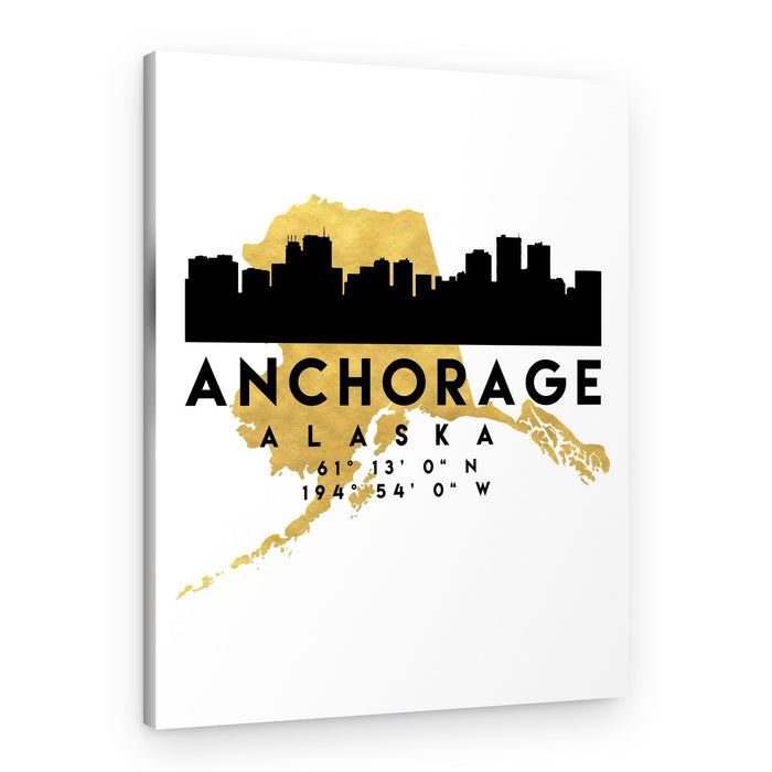 Anchorage Alaska Gold Map – Canvas Print