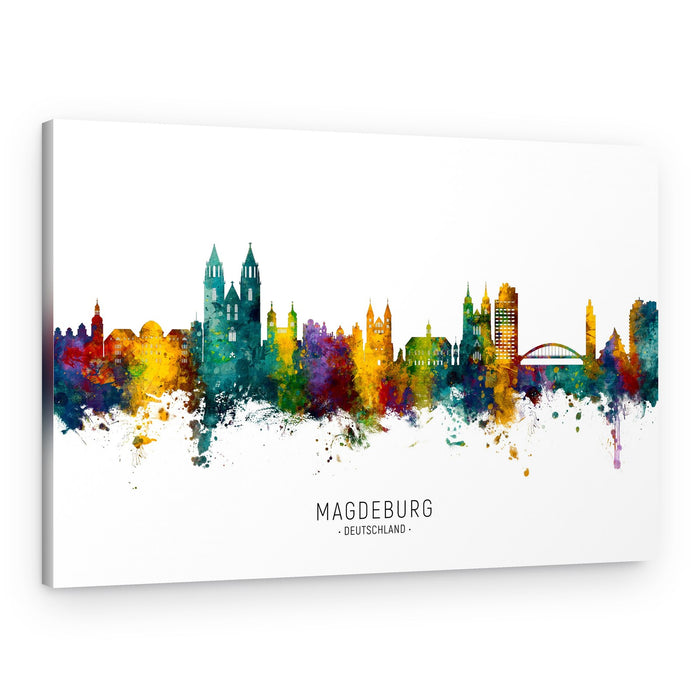 Magdeburg Watercolor Skyline – Canvas Print