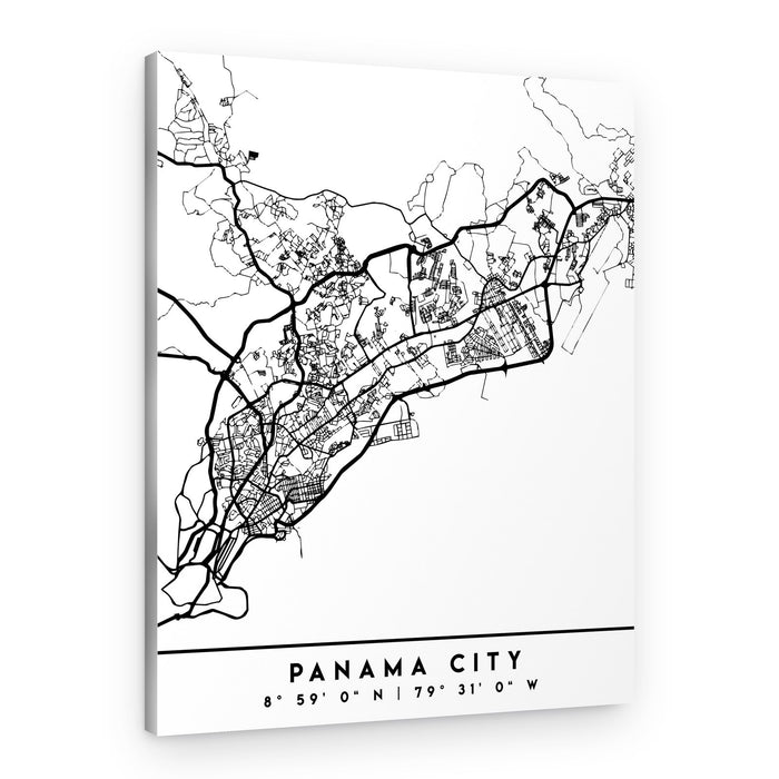 Panama City Street Map – Canvas Print