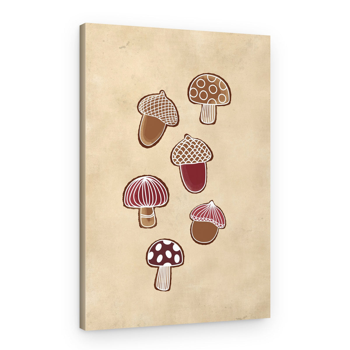 Cozy Mushroom Acorns – Canvas Print