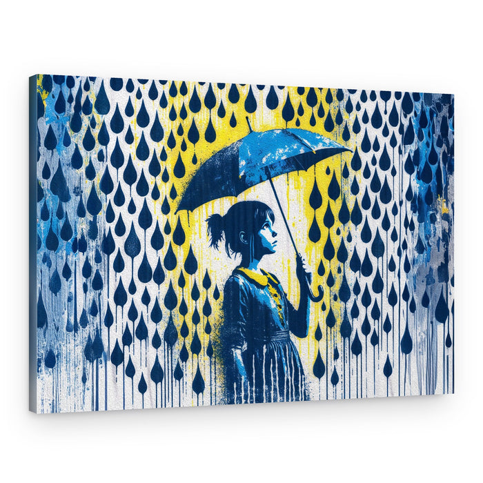 Girl Under Blue Umbrella – Canvas Print