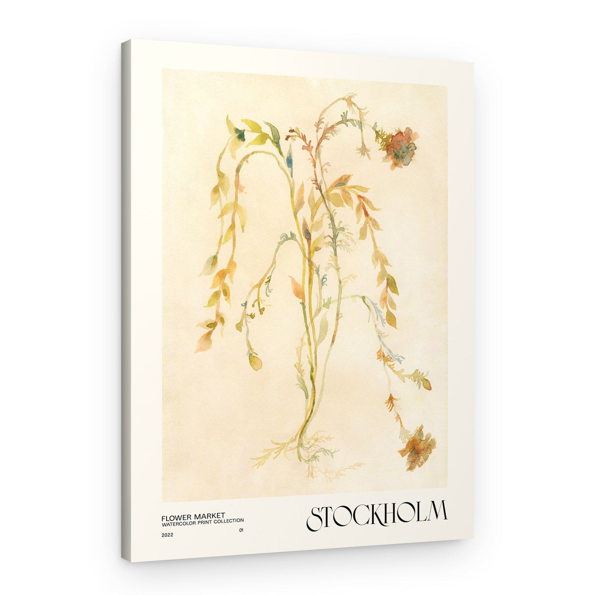 Watercolor print collection. Flower market - Stockholm – Canvas Print