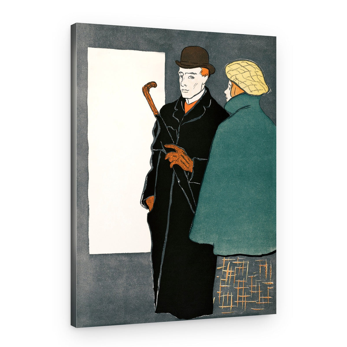 Man With Walking Stick and Woman (1896) – Canvas Print