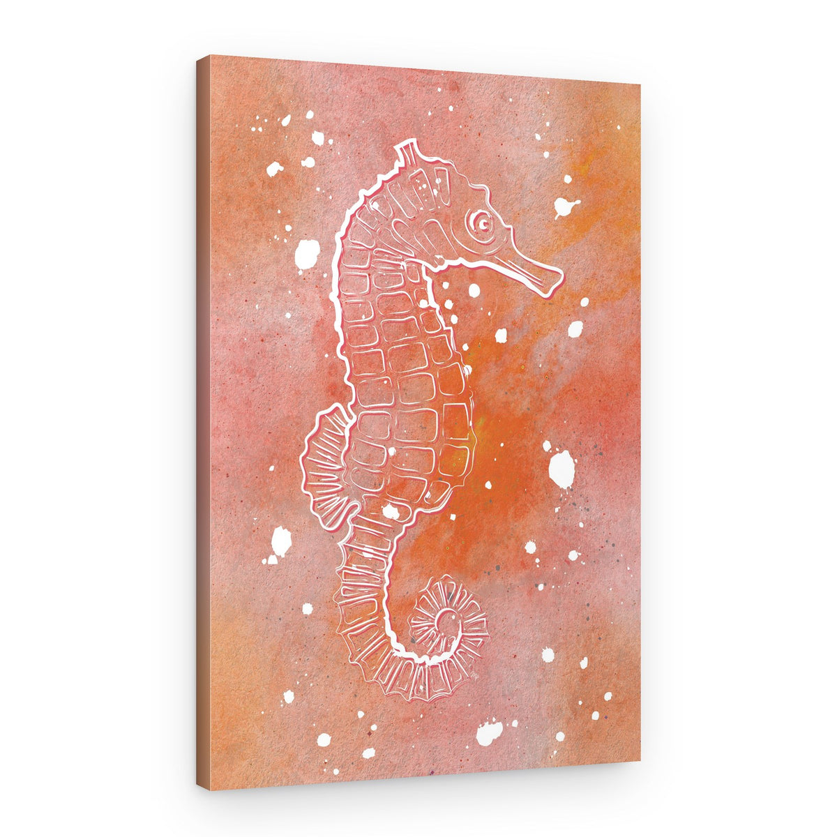 Vibrant Watercolor Seahorse – Canvas Print