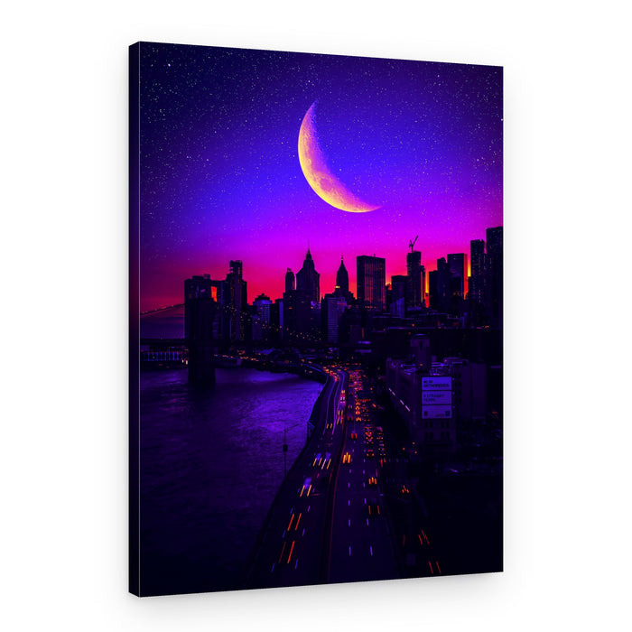 Vibrant City Moonlight – Canvas Print