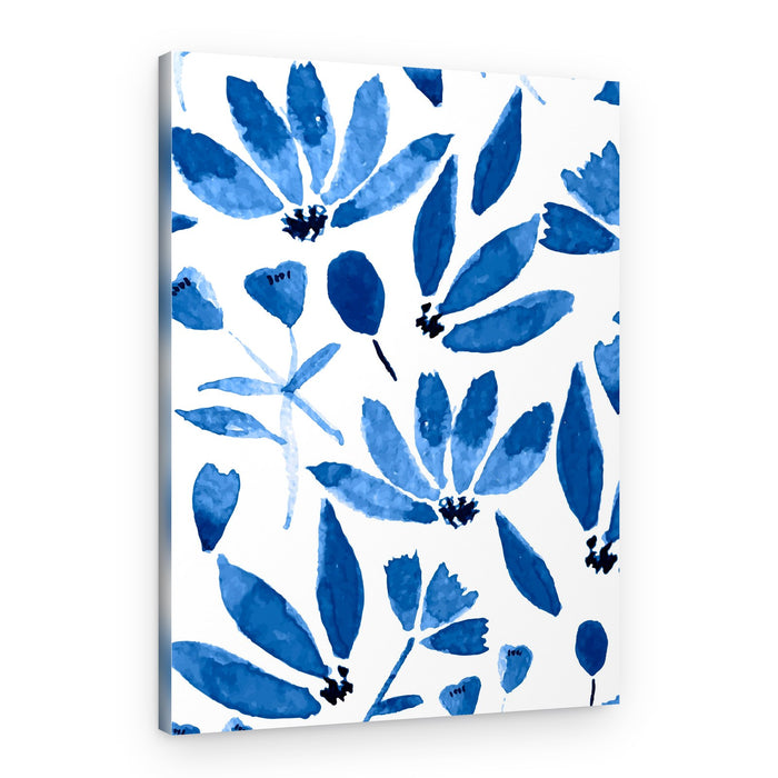 Blue Watercolor Blooms – Canvas Print
