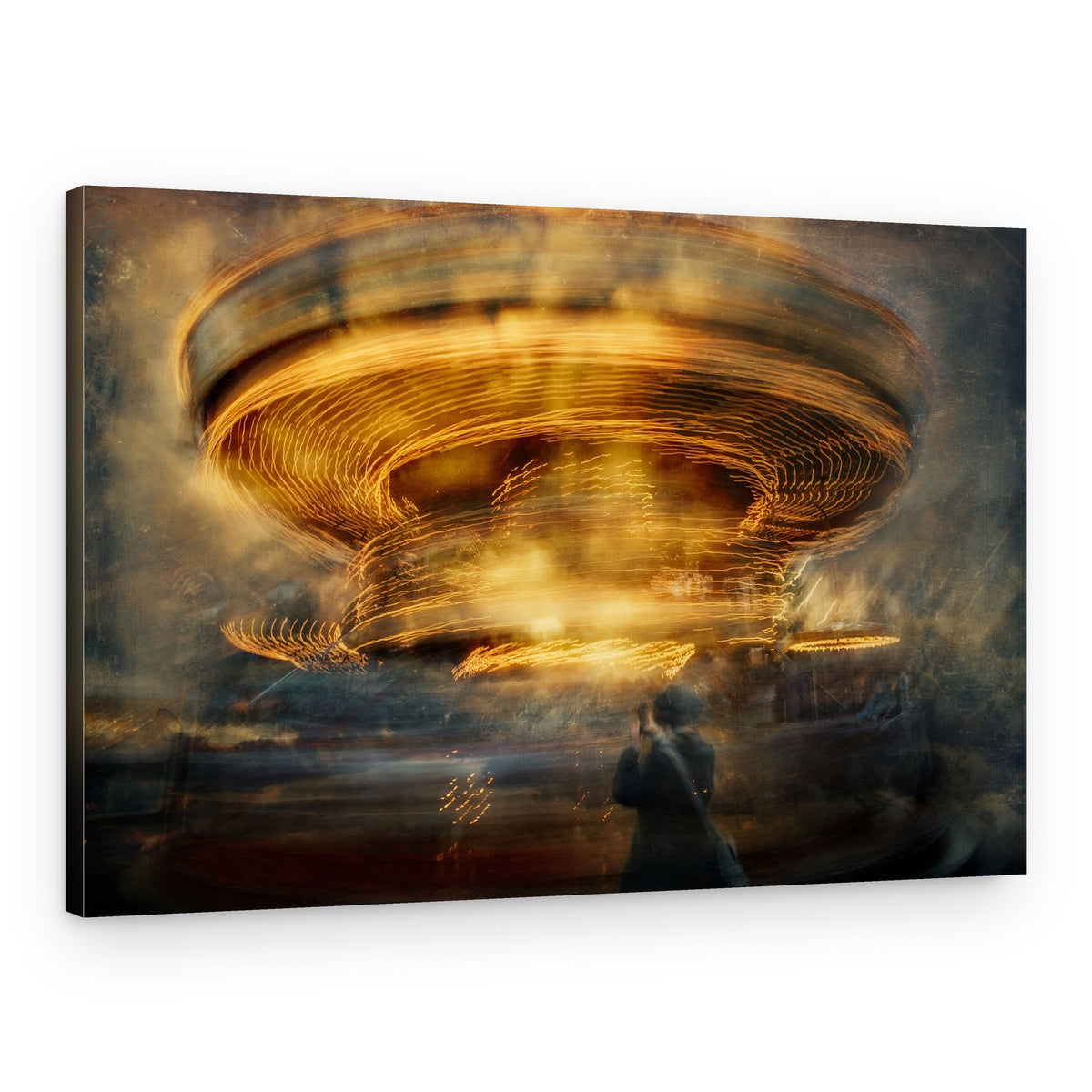 Golden Spinning Carousel – Canvas Print