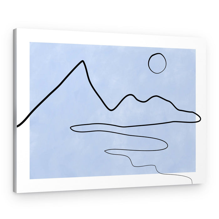 Minimalist Mountain Lake Sun – Canvas Print