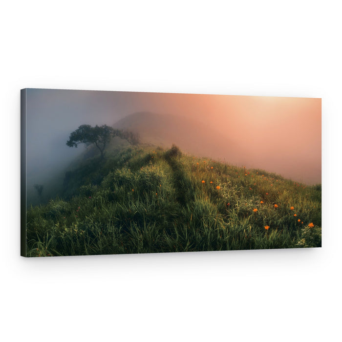 Misty Mountain Glow – Canvas Print