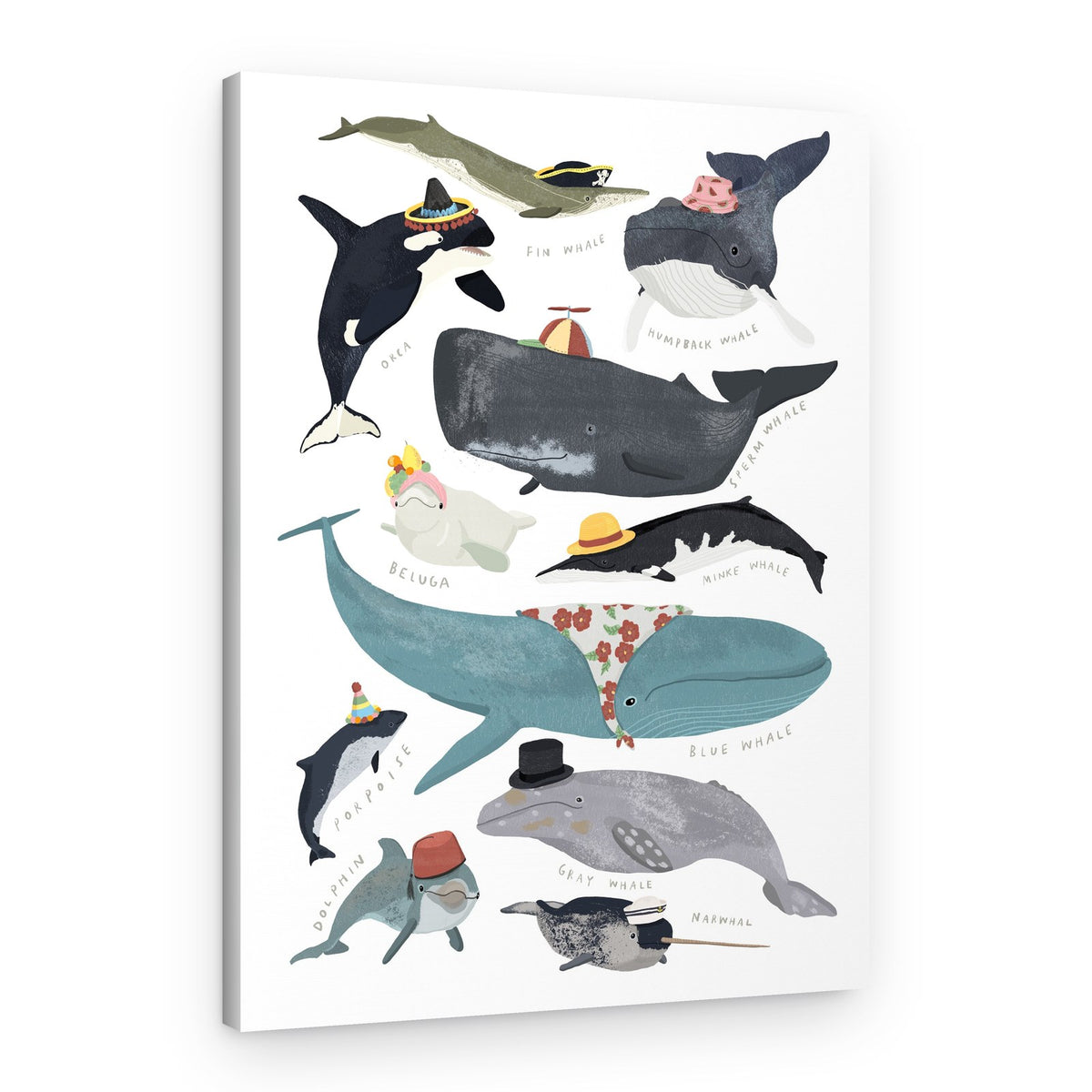 Whales With Hats – Canvas Print
