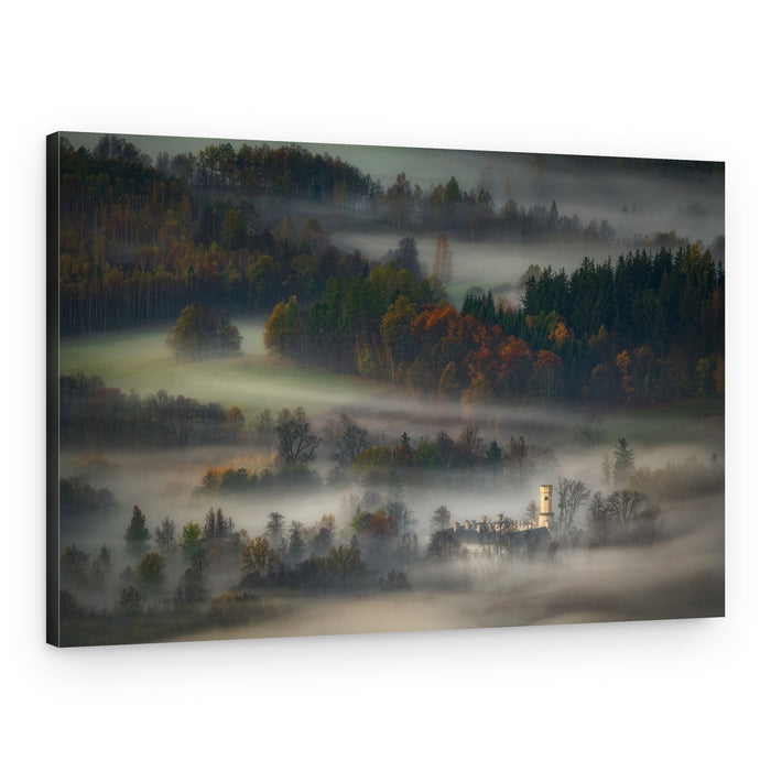 Misty Autumn Castle – Canvas Print