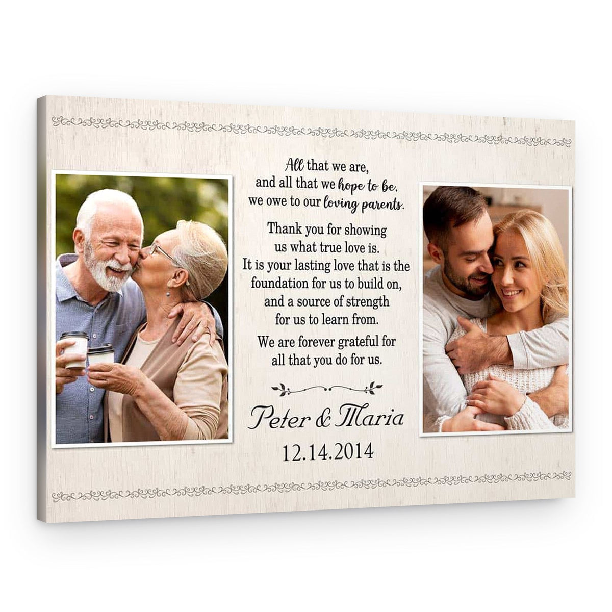 We Owe To Our Loving Parents Custom Photo Canvas Print – Canvas Print