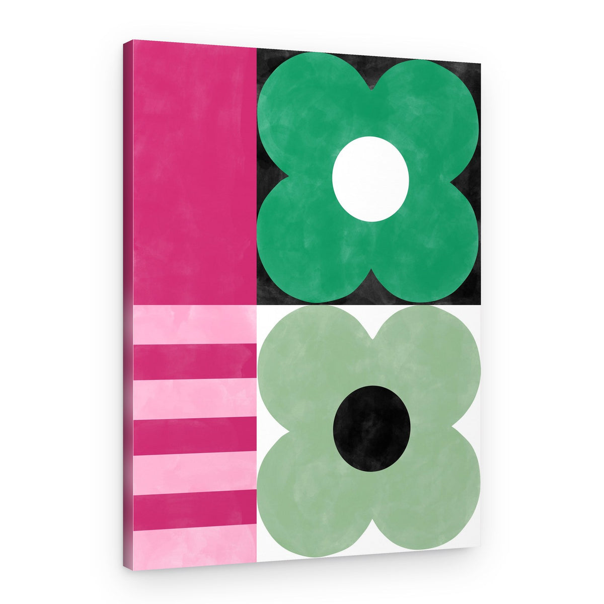 Modern Floral Color Blocks – Canvas Print
