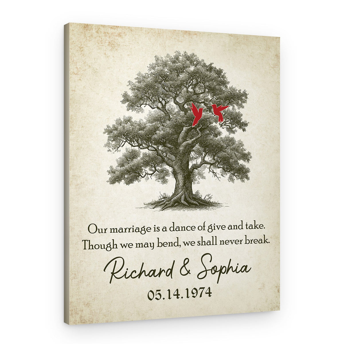 50th Anniversary Oak Tree Custom Canvas Print – Canvas Print
