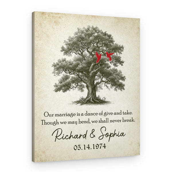 50th Anniversary Oak Tree Custom Canvas Print