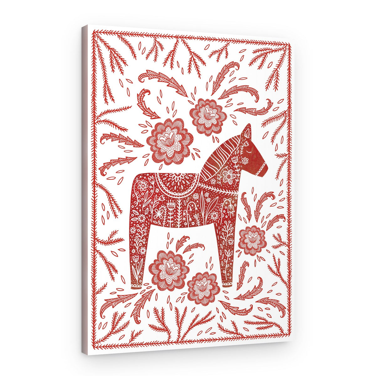Red Folk Horse – Canvas Print