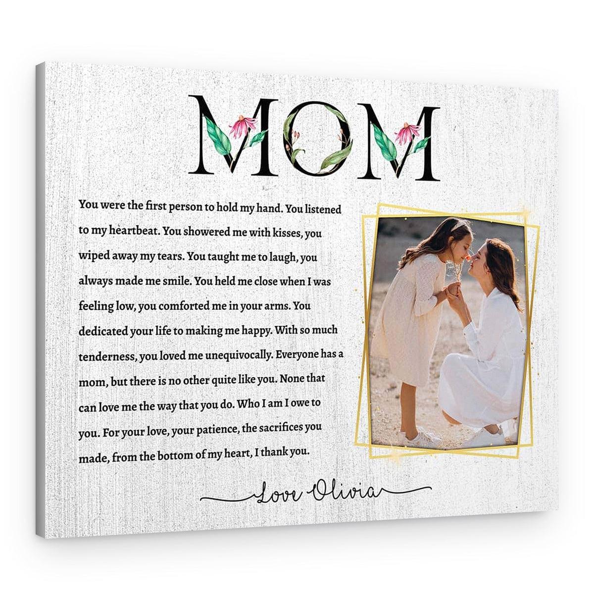 “Mom You Were the First Person to Hold My Hand” Custom Canvas Print – Canvas Print – Design A