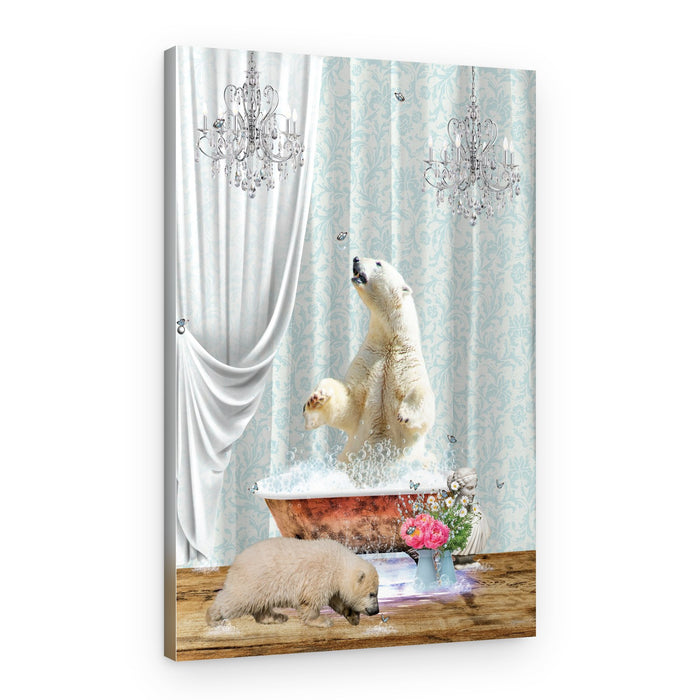 Polar Bear Bubble Bath – Canvas Print