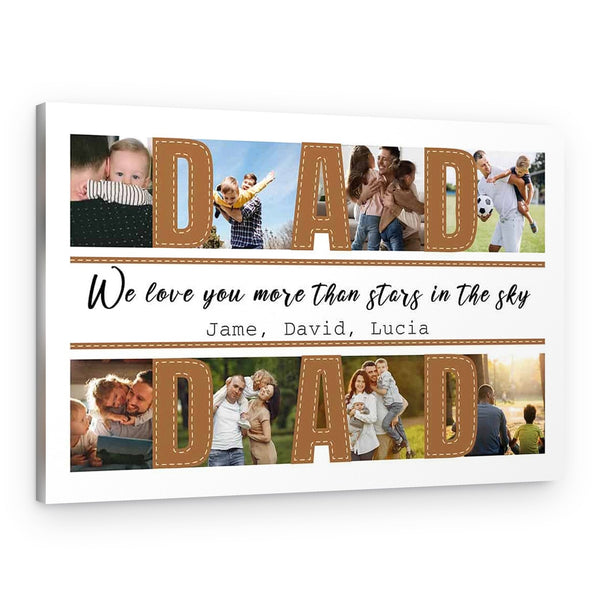 Dad We Love You More Than Stars In The Sky Photo Collage Canvas Print