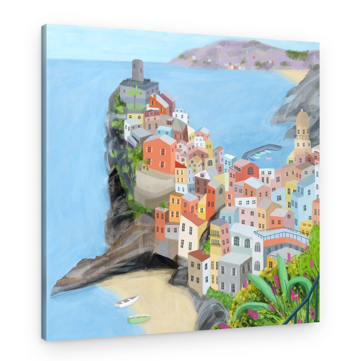 Colorful Coastal Village – Canvas Print