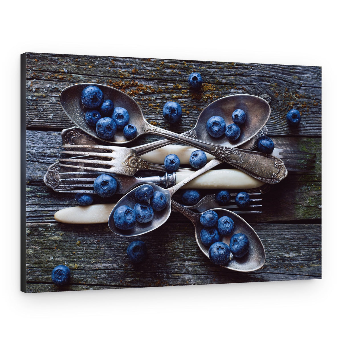 Blueberries and Vintage Silver – Canvas Print