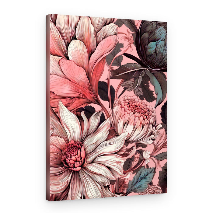 Blush Pink Floral Illustration – Canvas Print