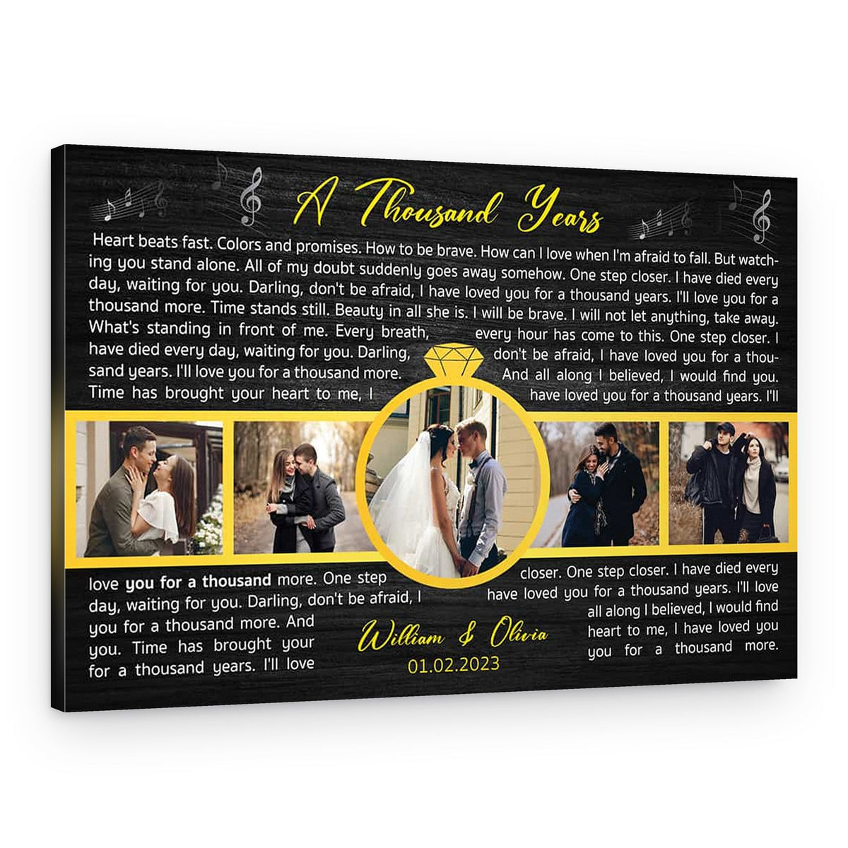 Golden Custom Song Lyrics 5 Photo Canvas Print – Canvas Print