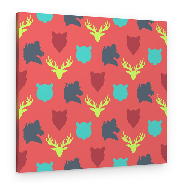 Rustic Woodland Animal Pattern – Canvas Print
