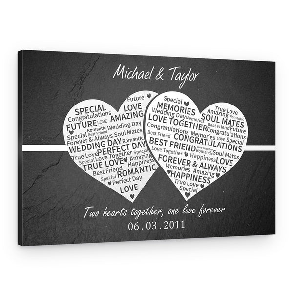 Two Hearts Together, One Love Forever Canvas