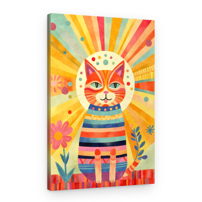 Colorful Striped Cat – Canvas Print