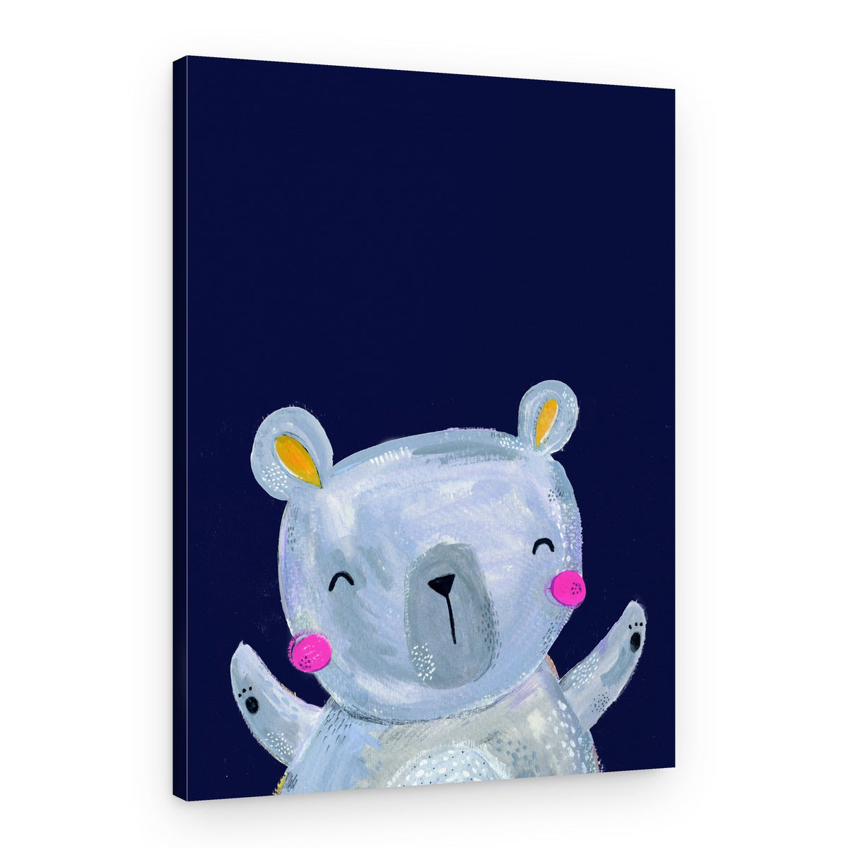 Happy Grey Bear – Canvas Print