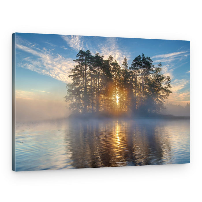 Misty Lake Sunrise – Canvas Print