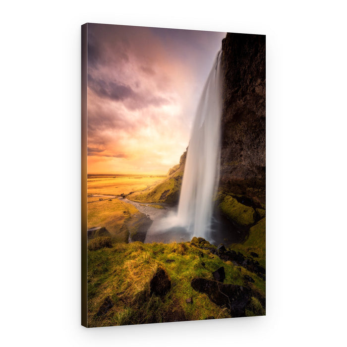 Majestic Sunset Waterfall – Canvas Print